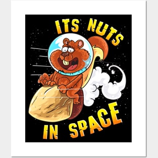 Nuts In Space Funny Squirrel Astronaut on Acorn Space Lover Posters and Art